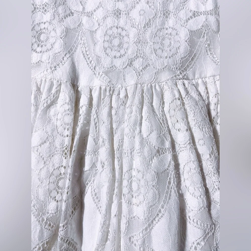 Carter's Flutter Short Sleeve Lined Lace Dress Youth Girls Size 6 Small